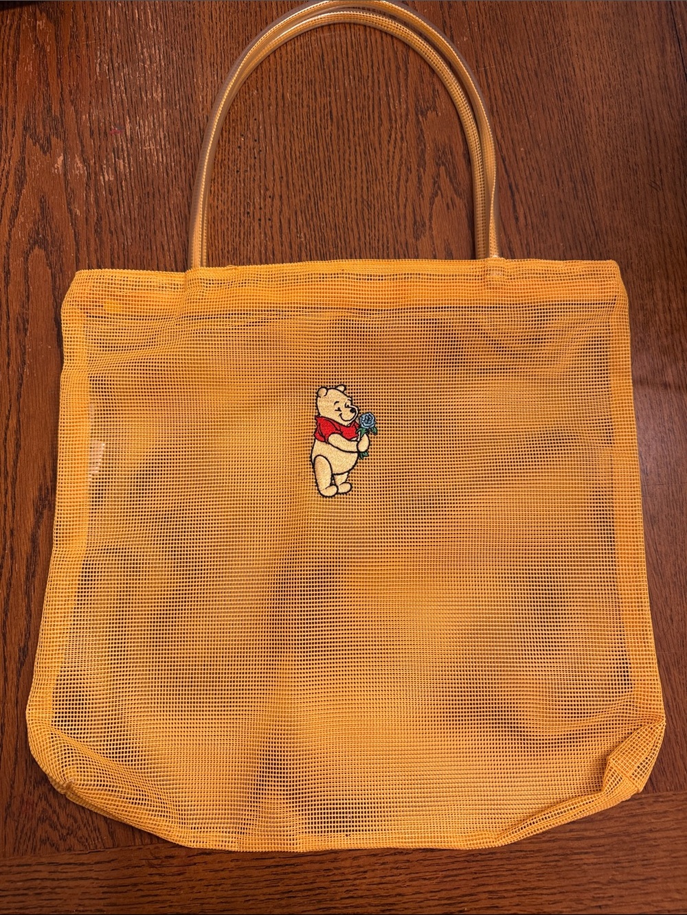 Vintage Disney Winnie the Pooh Mesh Tote Bag. Zippered closure